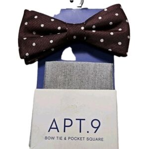 Apt. 9 Burgundy Polka Dot Bow Tie and Gray Pocket Square